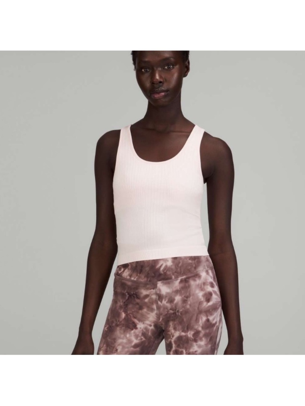 Lululemon Ebb to Street Cropped Tank Top
Rib Map Strawberry Milkshake / White